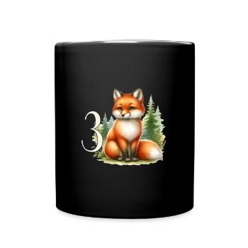 With Fox - Children's Birthday 3 Years - Full Colour Mug - black - Front