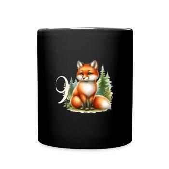 Mit Fuchs - Kinder Geburtstag 9 Jahre - Tasse einfarbig - Schwarz - Vorne