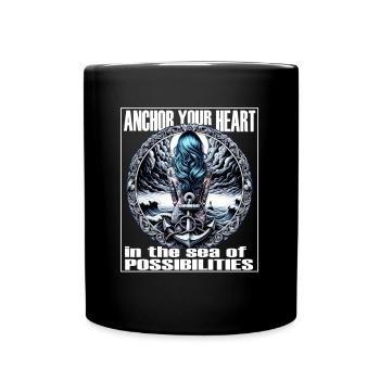 Hope Tattoo Design with Anchor Retro Maritime - Full Colour Mug - black - Front