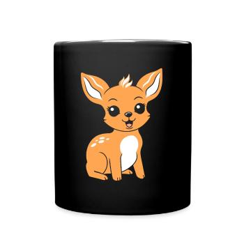 Reh - Tasse einfarbig - Schwarz - Vorne