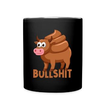 Bull Cow With Poop Poop Pun Bullshit - Full Colour Mug - black - Front