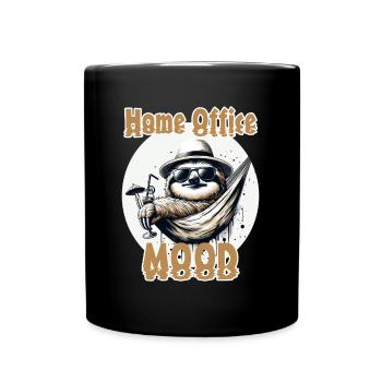Lustiges Faultier Design Home Office Stimmung - Tasse einfarbig - Schwarz - Vorne