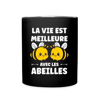 Abeille - Mug uni - noir - Devant