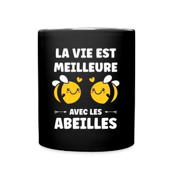 Abeille - Mug uni - noir - Devant