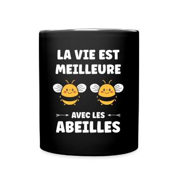 Abeille - Mug uni - noir - Devant