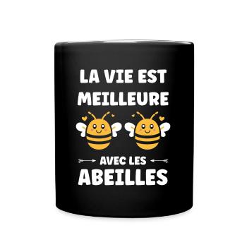 Abeille - Mug uni - noir - Devant