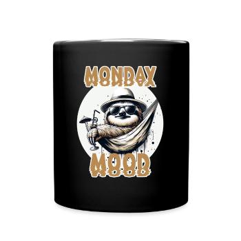 Lustiges Faultier Design Montag Stimmung Arbeit - Tasse einfarbig - Schwarz - Vorne