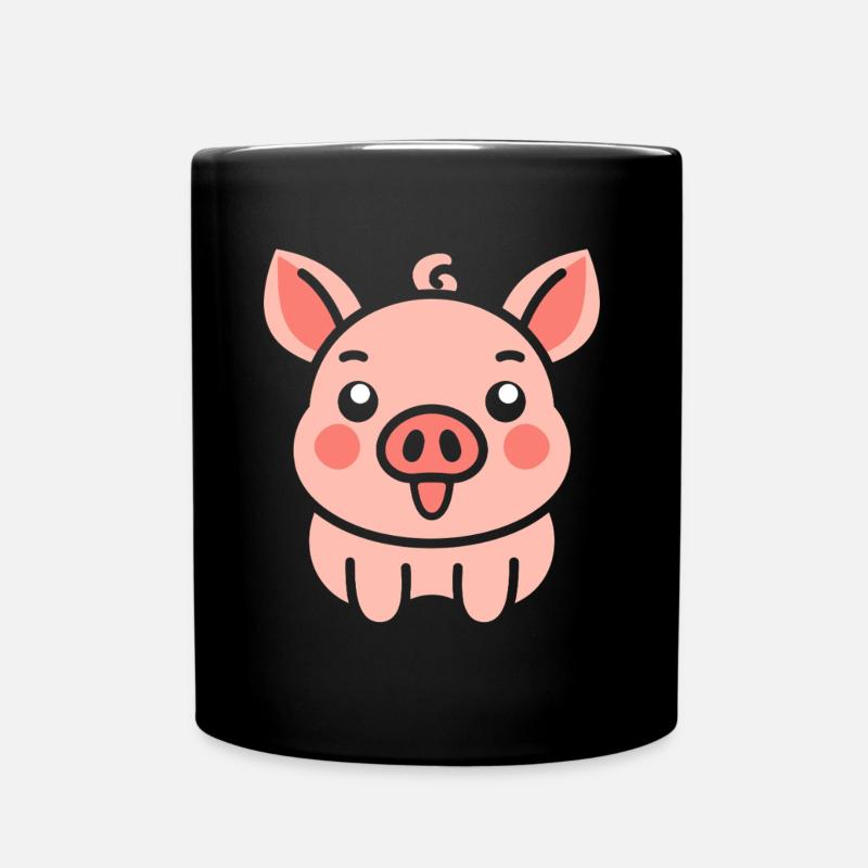 Schwein - Tasse einfarbig - Schwarz