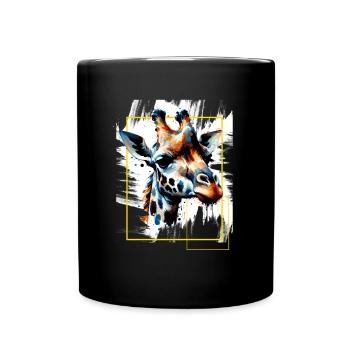 Giraffe Cool - Tiermotiv Kunst Tier Giraffe - Tasse einfarbig - Schwarz - Vorne