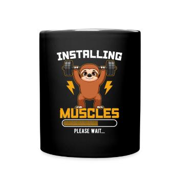 Installing Muscles Please Wait Fitness - Tasse einfarbig - Schwarz - Vorne