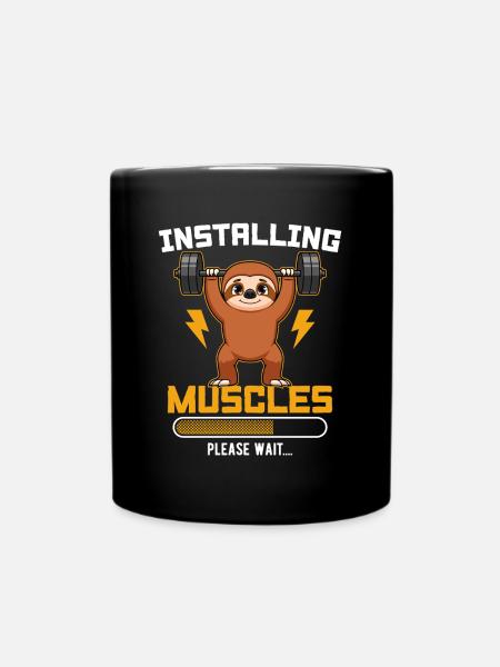 Installing Muscles Please Wait Fitness - Tasse einfarbig - Schwarz
