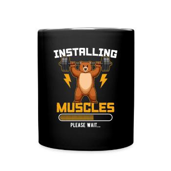 Installing Muscles Please Wait Fitness - Tasse einfarbig - Schwarz - Vorne
