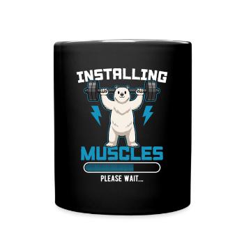 Installing Muscles Please Wait Fitness - Tasse einfarbig - Schwarz - Vorne