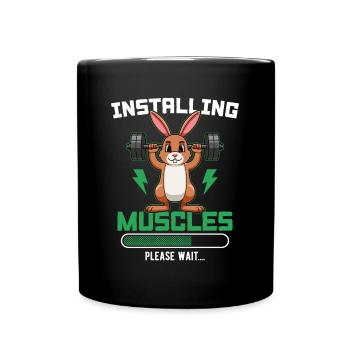 Installing Muscles Please Wait Fitness - Tasse einfarbig - Schwarz - Vorne