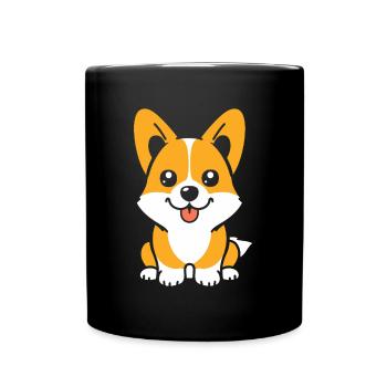 Corgi - Tasse einfarbig - Schwarz - Vorne