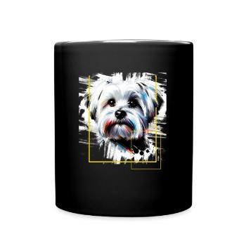 Malteser Süß - Tiermotiv Kunst Tier Malteser - Tasse einfarbig - Schwarz - Vorne