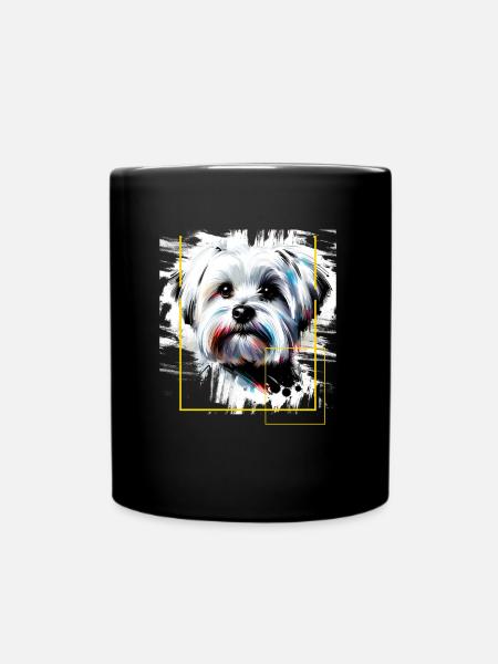 Malteser Süß - Tiermotiv Kunst Tier Malteser - Tasse einfarbig - Schwarz