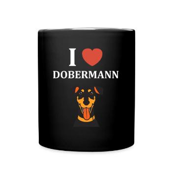 Dobermann - Tasse einfarbig - Schwarz - Vorne
