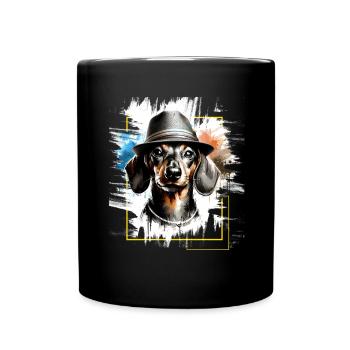 Dachshund Sunglasses - Animal Print Art Animal Dachshund - Full Colour Mug - black - Front