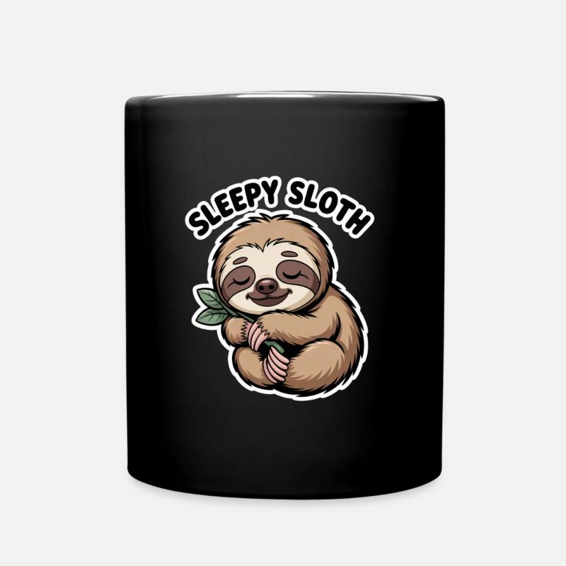 Sleepy Sloth - Sleeping Sloth - Full Colour Mug - black