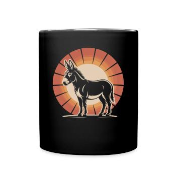 Vintage Esel - Tasse einfarbig - Schwarz - Vorne