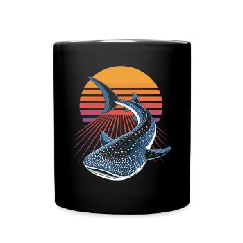 Whale Shark Retro Shark - Full Colour Mug - black - Front