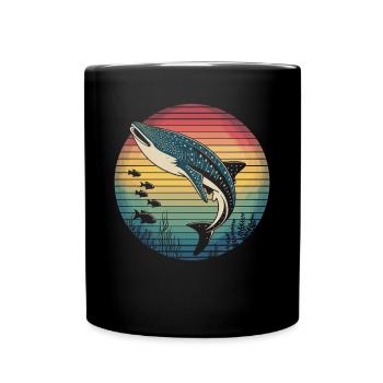 Retro Walhai Hai Meer Ozean Meerestiere - Tasse einfarbig - Schwarz - Vorne