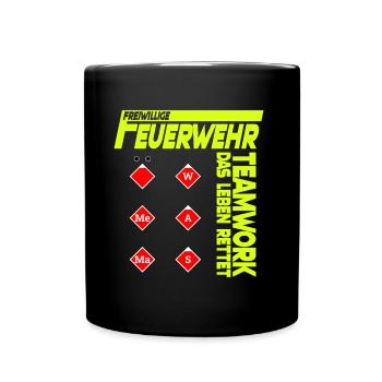 Freiwillige Feuerwehr Teamwork Das Leben Rettet - Tasse einfarbig - Schwarz - Vorne