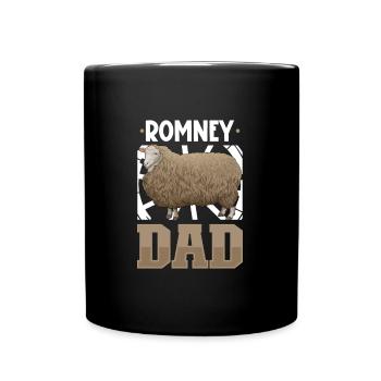 Romney-Schaf Papa - Tasse einfarbig - Schwarz - Vorne