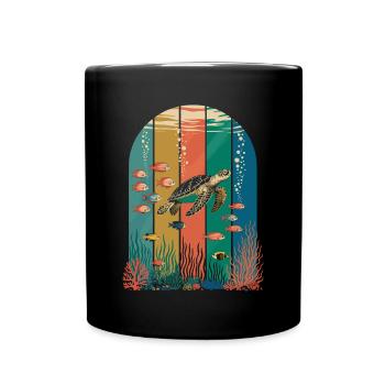 Wasserschildkröte Meeresbewohner Schildkröte - Tasse einfarbig - Schwarz - Vorne