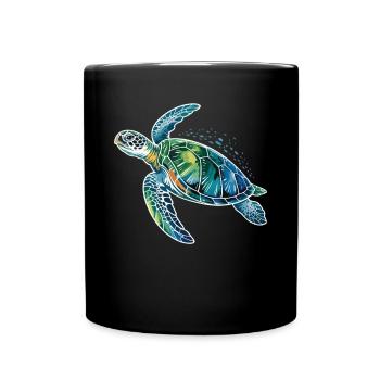 Schildkröte Meeresbewohner Ozean - Tasse einfarbig - Schwarz - Vorne