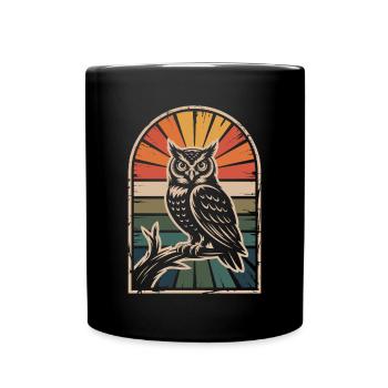 Vintage Eule Vogel - Tasse einfarbig - Schwarz - Vorne