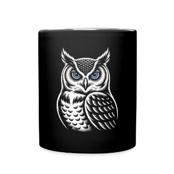 Eule - Tasse einfarbig - Schwarz - Vorne