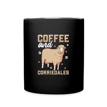Kaffee und Corriedale Hausschaf - Tasse einfarbig - Schwarz - Vorne