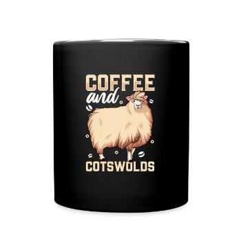 Kaffee und Cotswold-Schaf - Tasse einfarbig - Schwarz - Vorne