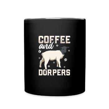 Kaffee und Dorperschaf - Tasse einfarbig - Schwarz - Vorne