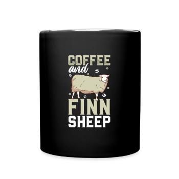 Kaffee und Finnschaf - Tasse einfarbig - Schwarz - Vorne