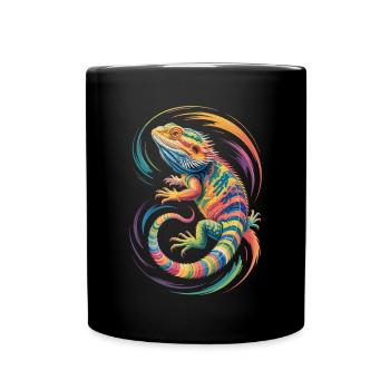 Bunte Bartagame Reptil Echse - Tasse einfarbig - Schwarz - Vorne