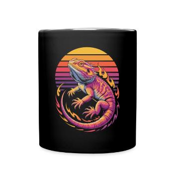 Vintage Bearded Dragon Reptile Lézard Terrarium - Mug uni - noir - Devant