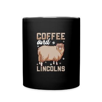 Kaffee und Lincolnschaf - Tasse einfarbig - Schwarz - Vorne