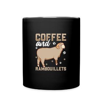 Kaffee und Rambouillet-Schaf - Tasse einfarbig - Schwarz - Vorne
