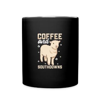Kaffee und Southdown-Schaf - Tasse einfarbig - Schwarz - Vorne