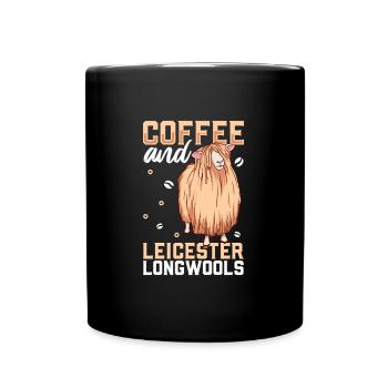 Coffee and Leicester long wool sheep - Full Colour Mug - black - Front