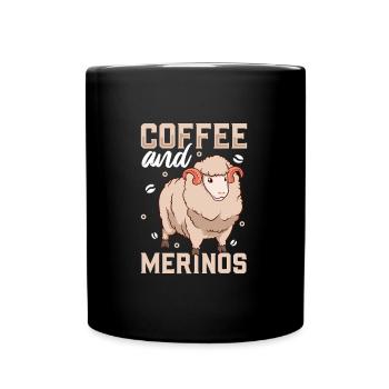 Kaffee und Merinoschaf - Tasse einfarbig - Schwarz - Vorne