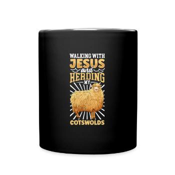 Jesus und Schaf - Cotswold-Schaf - Tasse einfarbig - Schwarz - Vorne