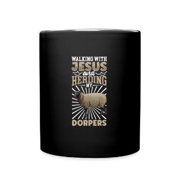 Jesus and Sheep - Dorperschaf - Full Colour Mug - black - Front