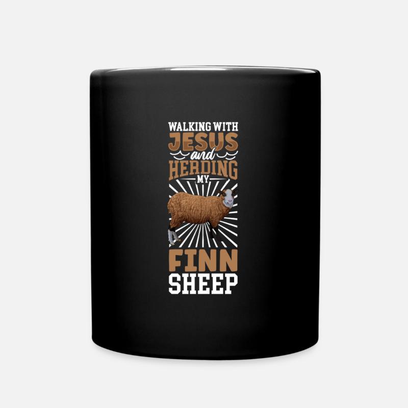 Jesus und Schaf - Finnschaf - Tasse einfarbig - Schwarz