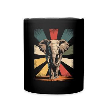 Elefant Safari Tier - Tasse einfarbig - Schwarz - Vorne