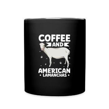 Kaffee und LaMancha-Ziege - Tasse einfarbig - Schwarz - Vorne