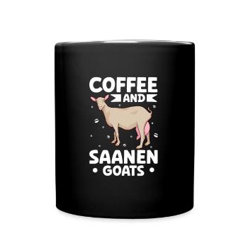 Kaffee und Saanenziege - Tasse einfarbig - Schwarz - Vorne